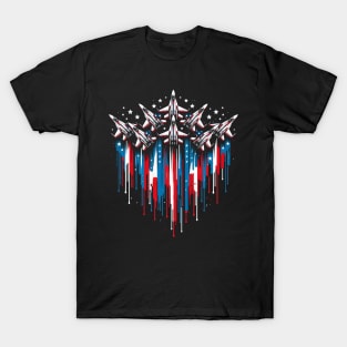 Fighter Jet Airplane American Flag 4th Of July 2024 T-Shirt